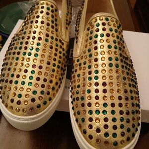 Gold Studded Slip-On Sneakers